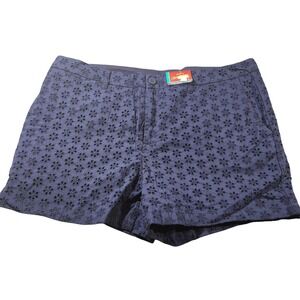 Vintage Faded Glory Shorts Womens 18 Blue Sapphire Eyelet Lace Floral with Tags